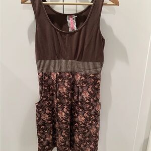 Cinnamon Girl from Maui Brown and Pink Floral Mini Dress